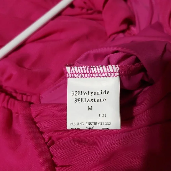 Elegant Pink/Fuschia Women's Ruched Bodycon Dress.  Size: Medium - Picture 4 of 7